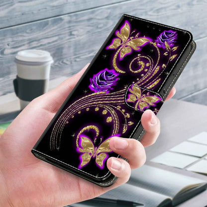 For Xiaomi Redmi Note 8 Crystal 3D Shockproof Protective Leather Phone Case(Purple Flower Butterfly) - Xiaomi Cases by buy2fix | Online Shopping UK | buy2fix