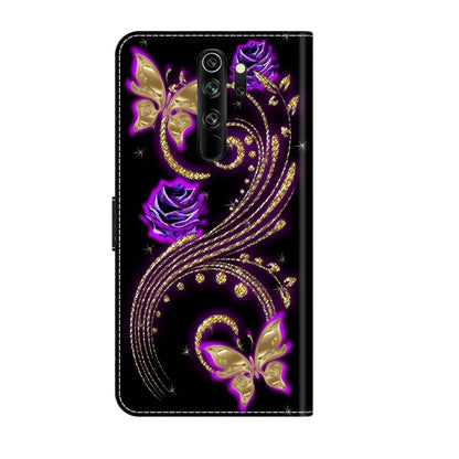 For Xiaomi Redmi Note 8 Pro Crystal 3D Shockproof Protective Leather Phone Case(Purple Flower Butterfly) - Xiaomi Cases by buy2fix | Online Shopping UK | buy2fix