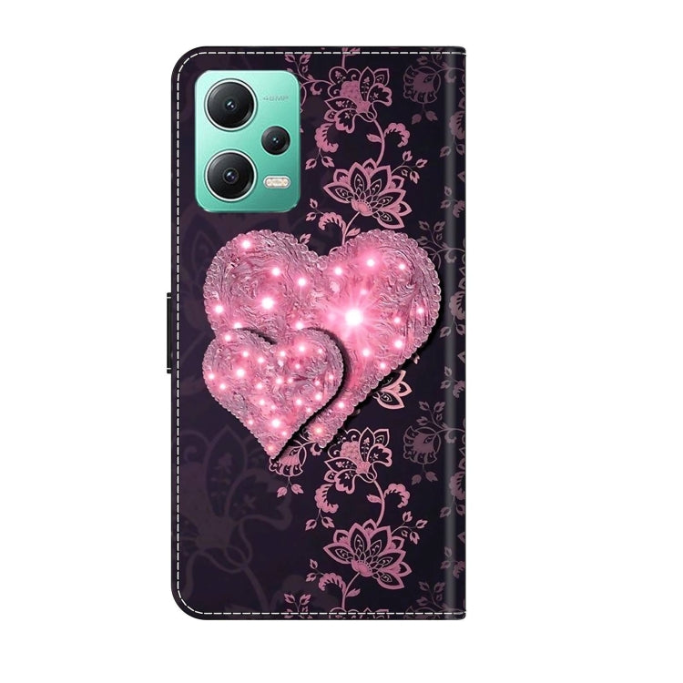 For Xiaomi Redmi Note 12 5G Global / Poco X5 Crystal 3D Shockproof Protective Leather Phone Case(Lace Love) - Xiaomi Cases by buy2fix | Online Shopping UK | buy2fix
