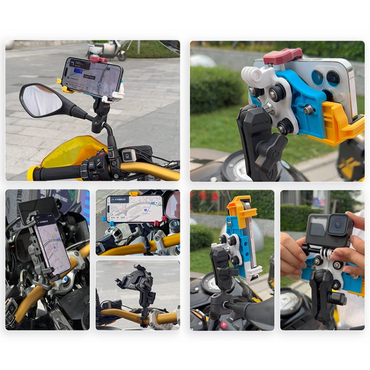 MOTOSLG Crab Motorcycle Phone Clamp Bracket U-Type Headbar Mount(Yellow Blue White) - Holder by MOTOLSG | Online Shopping UK | buy2fix