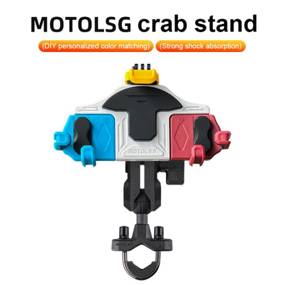 MOTOSLG Crab Motorcycle Phone Clamp Bracket L-Type Rear Mirror Mount(Yellow Blue White) - Holder by MOTOLSG | Online Shopping UK | buy2fix