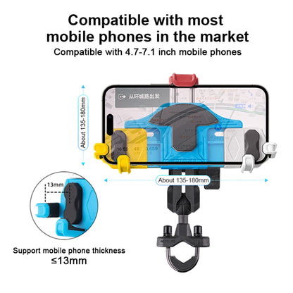 MOTOSLG Crab Motorcycle Phone Clamp Bracket U-Type Headbar Mount(Blue White Red) - Holder by MOTOLSG | Online Shopping UK | buy2fix