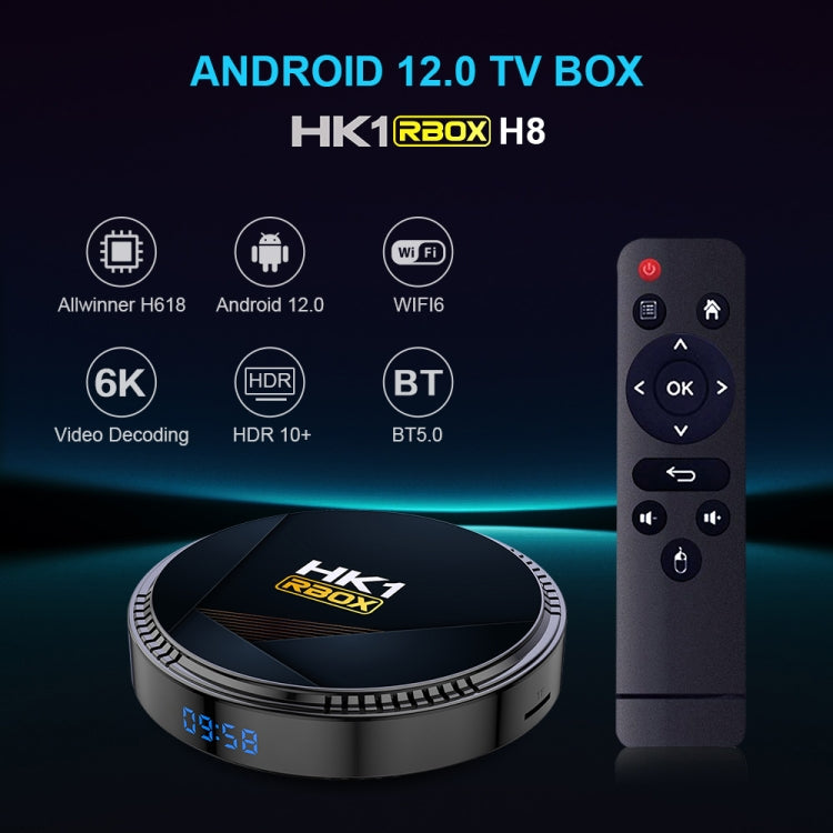 HK1RBOX H8-H618 Android 12.0 Allwinner H618 Quad Core Smart TV Box, Memory:4GB+32GB(UK Plug) - Allwinner H6 by buy2fix | Online Shopping UK | buy2fix