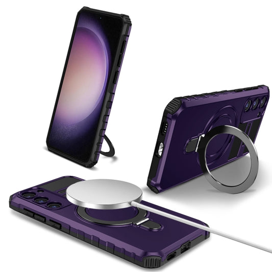 For Samsung Galaxy S23 5G MagSafe Magnetic Holder Phone Case(Purple) - Galaxy S23 5G Cases by buy2fix | Online Shopping UK | buy2fix