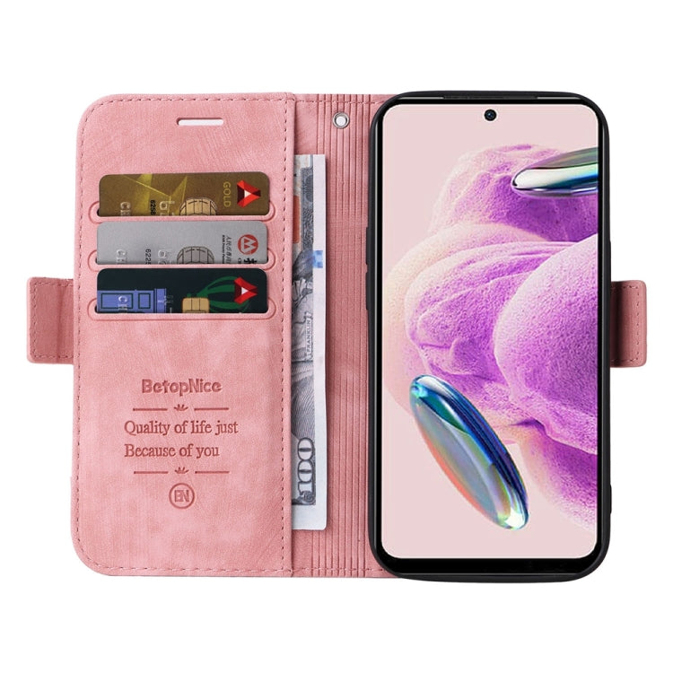 For Xiaomi Redmi Note 12S 4G Global BETOPNICE Dual-side Buckle Leather Phone Case(Pink) - Xiaomi Cases by BETOPNICE | Online Shopping UK | buy2fix