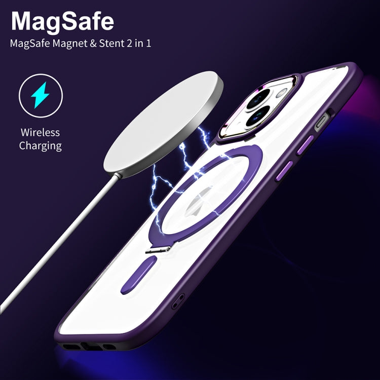 For iPhone 15 MagSafe Magnetic Invisible Holder Phone Case(Navy Blue) - iPhone 15 Cases by buy2fix | Online Shopping UK | buy2fix
