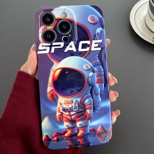 For iPhone 14 Pro Painted Pattern Precise Hole PC Phone Case(Orange White Astronaut) - iPhone 14 Pro Cases by buy2fix | Online Shopping UK | buy2fix