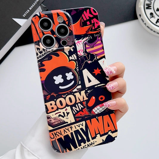 For iPhone 14 Pro Max Painted Pattern Precise Hole PC Phone Case(Orange Comics) - iPhone 14 Pro Max Cases by buy2fix | Online Shopping UK | buy2fix