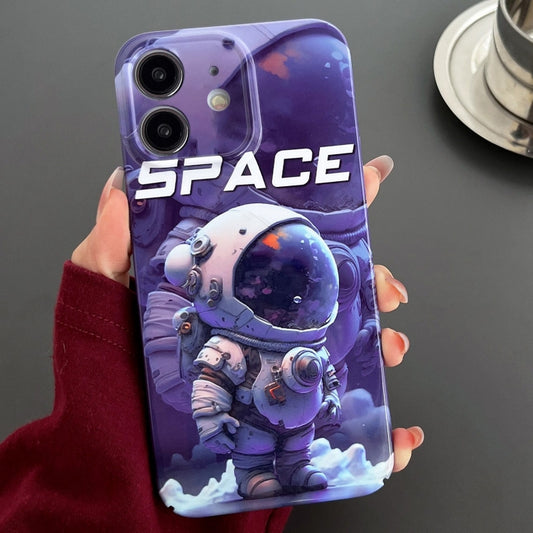 For iPhone 12 Painted Pattern Precise Hole PC Phone Case(Purple Astronaut) - iPhone 12 / 12 Pro Cases by buy2fix | Online Shopping UK | buy2fix