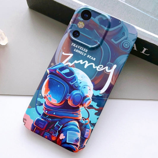 For iPhone X / XS Painted Pattern Precise Hole PC Phone Case(Blue Paint Astronaut) - More iPhone Cases by buy2fix | Online Shopping UK | buy2fix