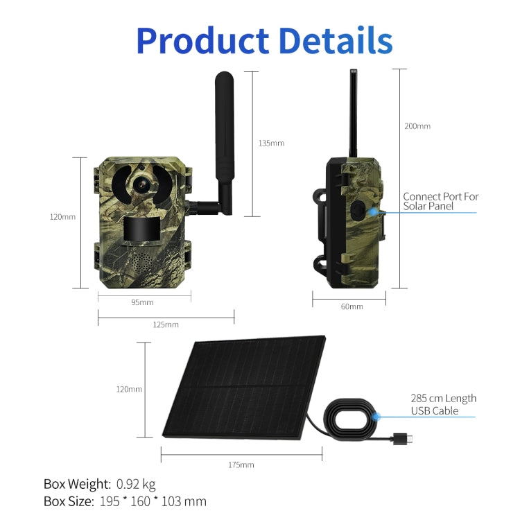 ESCAM QF380 4MP Network Solar PIR Alert Smart Wildlife Hunting Camera, 4G:AU Version(Camouflage) - Hunting Cameras by ESCAM | Online Shopping UK | buy2fix