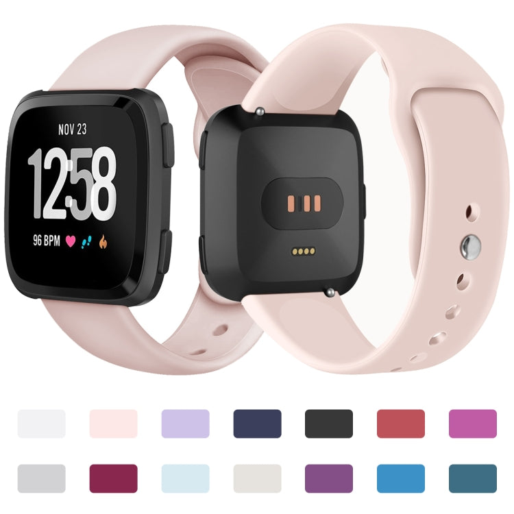 For Fitbit Versa 2 / Fitbit Versa / Fitbit Versa Lite Solid Color Silicone Watch Band, Size:S(Pink) - Smart Wear by buy2fix | Online Shopping UK | buy2fix