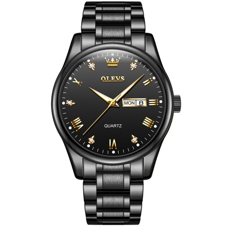 OLEVS 5563 Men Luminous Waterproof Quartz Watch(Black) - Metal Strap Watches by OLEVS | Online Shopping UK | buy2fix