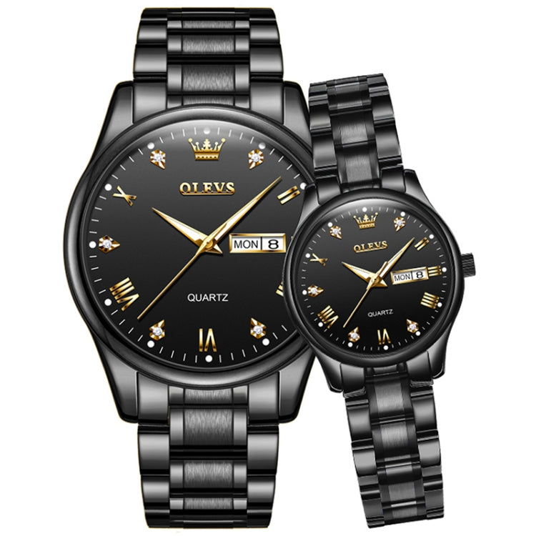 1pair OLEVS 5563 Couple Luminous Waterproof Quartz Watch(Black) - Couple Watches by OLEVS | Online Shopping UK | buy2fix