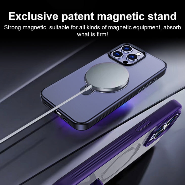 For iPhone 11 Multifunctional MagSafe Holder Phone Case(Purple) - iPhone 11 Cases by buy2fix | Online Shopping UK | buy2fix