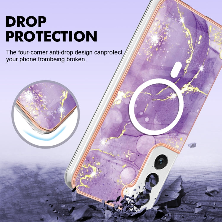 For Samsung Galaxy S23+ 5G Marble Pattern Dual-side IMD Magsafe TPU Phone Case(Purple 002) - Galaxy S23+ 5G Cases by buy2fix | Online Shopping UK | buy2fix