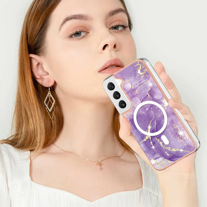 For Samsung Galaxy S23+ 5G Marble Pattern Dual-side IMD Magsafe TPU Phone Case(Purple 002) - Galaxy S23+ 5G Cases by buy2fix | Online Shopping UK | buy2fix