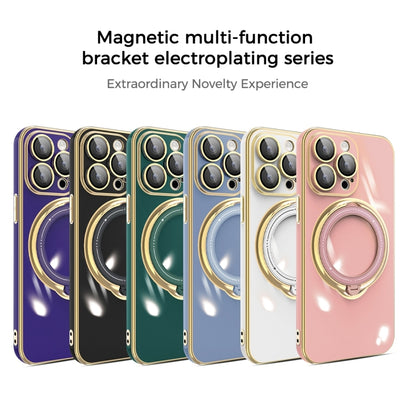 For iPhone 14 Pro Max Multifunction Electroplating MagSafe Holder Phone Case(Dark Green) - iPhone 14 Pro Max Cases by buy2fix | Online Shopping UK | buy2fix