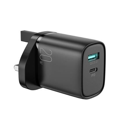 JOYROOM L-QP2011 20W USB+USB-C/Type-C Fast Charger, UK Plug(Black) - USB Charger by JOYROOM | Online Shopping UK | buy2fix