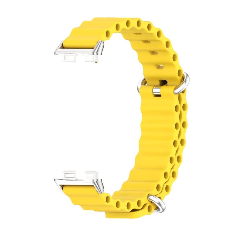 For Huawei Band 8 / 9 Mijobs Marine Silicone Breathable Watch Band(Yellow+Silver) - Watch Bands by MIJOBS | Online Shopping UK | buy2fix