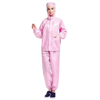 Striped Anti-static Split Hood Dust-proof Work Suit, Size:M(Pink) - Protective Clothing by buy2fix | Online Shopping UK | buy2fix