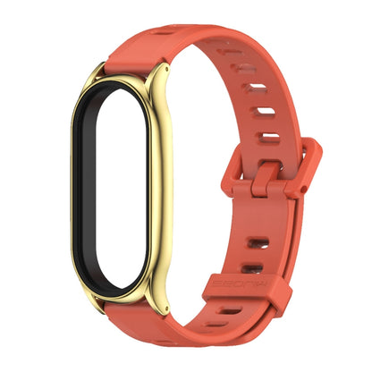 For Xiaomi Mi Band 8 Mijobs Plus Case Flat Hole Silicone Watch Band(Orange Gold) - Watch Bands by MIJOBS | Online Shopping UK | buy2fix