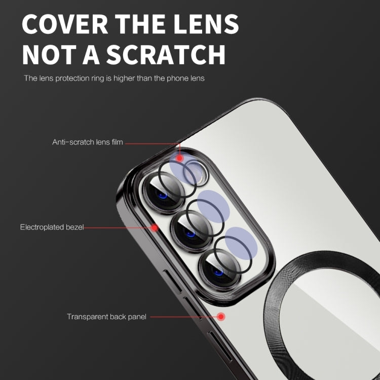 For Samsung Galaxy S21+ 5G CD Texture Plating TPU MagSafe Phone Case with Lens Film(Black) - Galaxy S21+ 5G Cases by buy2fix | Online Shopping UK | buy2fix