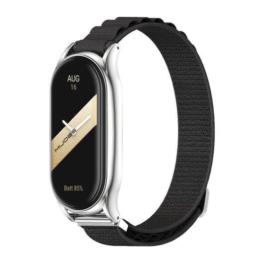 For Xiaomi Mi Band 8 Mijobs Plus Case Nylon Breathable Watch Band(Black Silver) - Watch Bands by MIJOBS | Online Shopping UK | buy2fix