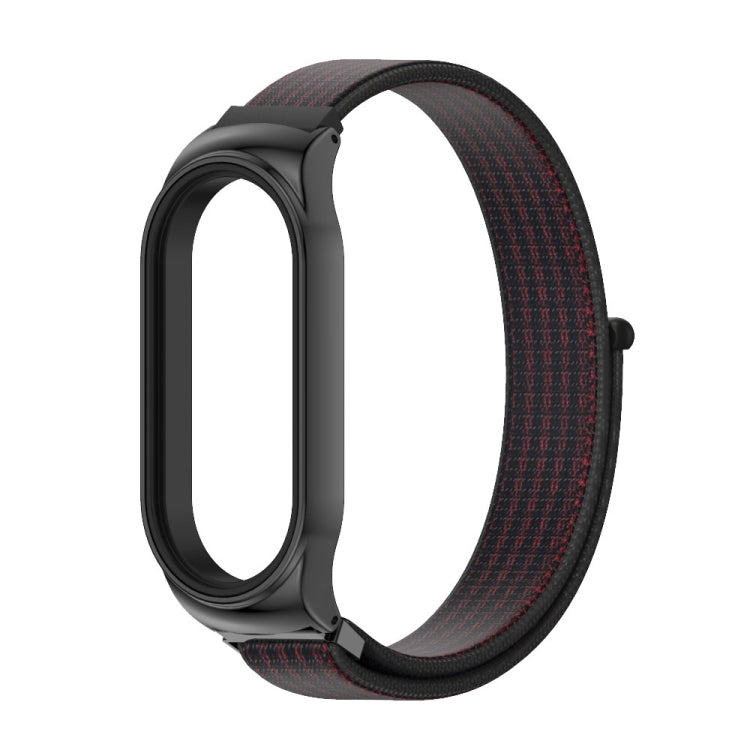 For Xiaomi Mi Band 8 Mijobs CS Case Breathable Nylon Loop Watch Band(Black Red) - Watch Bands by MIJOBS | Online Shopping UK | buy2fix