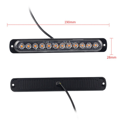 DC12V-24V / 36W Car Truck Emergency Strobe Flash Warning Light 12LEDs Long Ultra-thin Side Lights(White) - In Car by buy2fix | Online Shopping UK | buy2fix