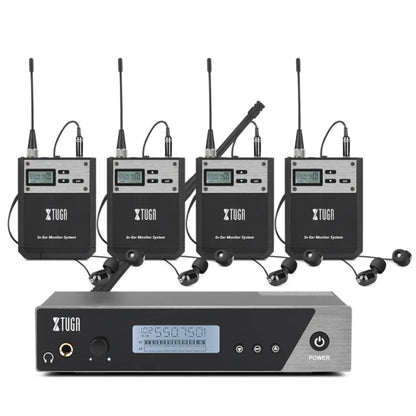 XTUGA  IEM1100 Professional Wireless In Ear Monitor System 4 BodyPacks(UK Plug) - Microphone by XTUGA | Online Shopping UK | buy2fix