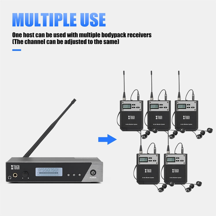 XTUGA  IEM1100 Professional Wireless In Ear Monitor System 5 BodyPacks(UK Plug) - Microphone by XTUGA | Online Shopping UK | buy2fix