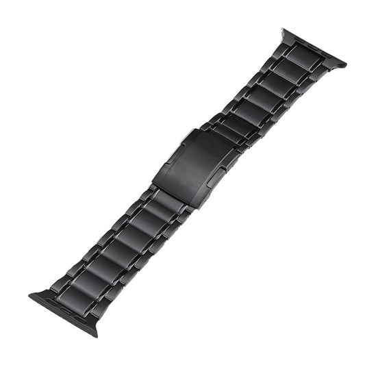 For Apple Watch Series 9 45mm Five Beads Turtle Buckle Titanium Steel Watch Band(Black) - Watch Bands by buy2fix | Online Shopping UK | buy2fix