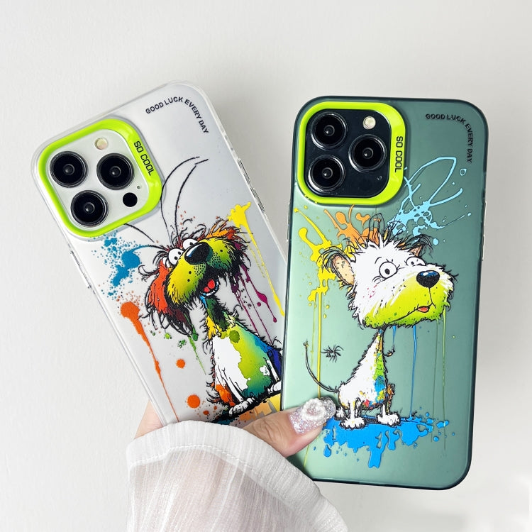 For iPhone 15 Pro Max Double Layer Color Silver Series Animal Oil Painting Phone Case(Cuddle Cat) - iPhone 15 Pro Max Cases by buy2fix | Online Shopping UK | buy2fix