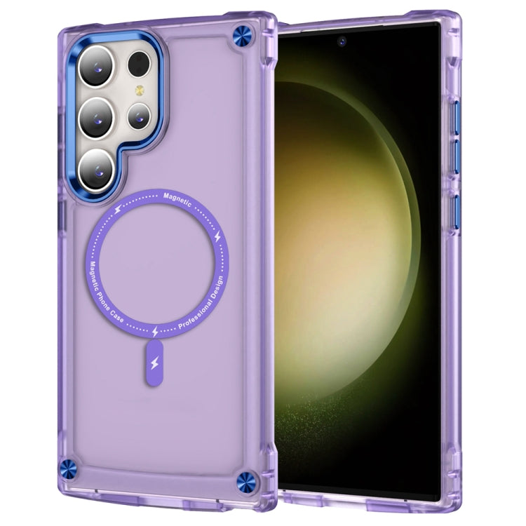 For Samsung Galaxy S23 Ultra 5G Skin Feel TPU + PC MagSafe Magnetic Phone Case(Transparent Purple) - Galaxy S23 Ultra 5G Cases by buy2fix | Online Shopping UK | buy2fix