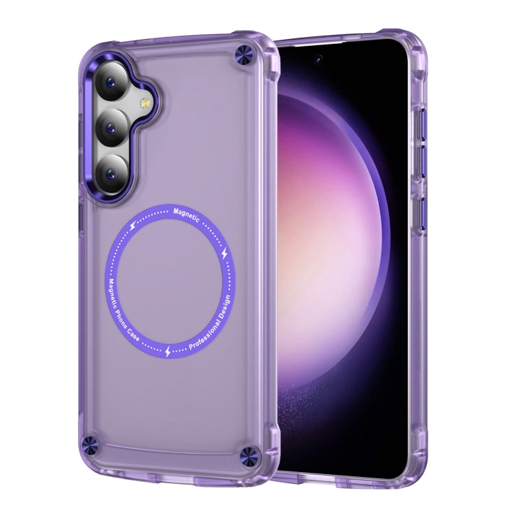 For Samsung Galaxy S24 5G Skin Feel TPU + PC MagSafe Magnetic Phone Case(Transparent Purple) - Galaxy S24 5G Cases by buy2fix | Online Shopping UK | buy2fix