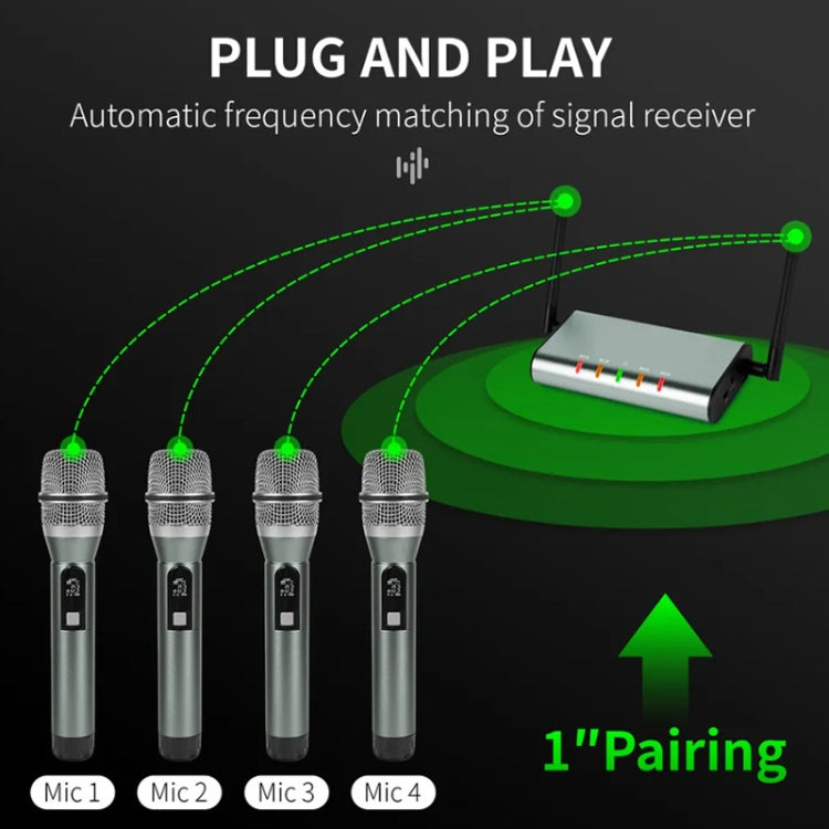 XTUGA U-F4600 Professional 4-Channel UHF Wireless Microphone System with 4 Handheld Microphone(US Plug) - Microphone by XTUGA | Online Shopping UK | buy2fix