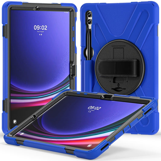 For Samsung Galaxy Tab S9+ / S8+ Rotary Handle Grab TPU + PC Tablet Case(Blue) - Galaxy Tab S9+ Cases by buy2fix | Online Shopping UK | buy2fix