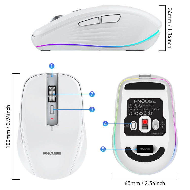 HXSJ M303 2400DPI Dual Mode 2.4GHz + Bluetooth 5.1 Wireless Mouse(Black) - Wireless Mice by HXSJ | Online Shopping UK | buy2fix