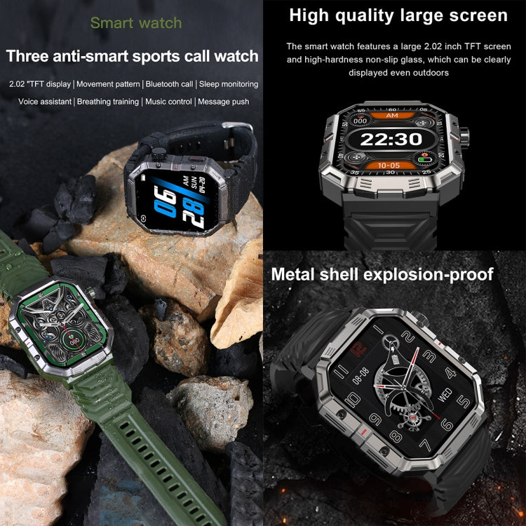 HAMTOD GW55 2.02 inch Screen IP68 Waterproof Smart Watch, Support Bluetooth Call / Heart Rate(Black Frame) - Smart Watches by HAMTOD | Online Shopping UK | buy2fix