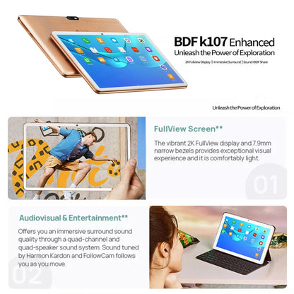 BDF K107 3G Phone Call Tablet PC 10.1 inch, 4GB+64GB, Android 10 MT8321 Quad Core, Support Dual SIM, EU Plug(White) - BDF by BDF | Online Shopping UK | buy2fix