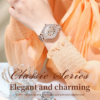 OLEVS 9943 Women Diamond Waterproof Quartz Watch(Rose Gold Diamond Face) - Metal Strap Watches by OLEVS | Online Shopping UK | buy2fix
