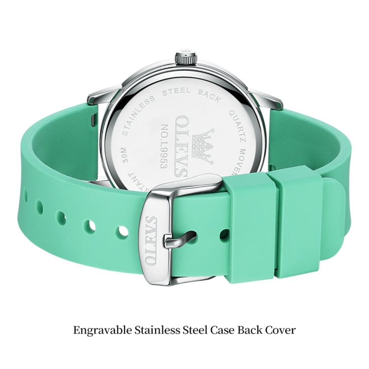 OLEVS 9953 Women Simple Silicone Strap Waterproof Quartz Watch(Green) - Silicone Strap Watches by OLEVS | Online Shopping UK | buy2fix