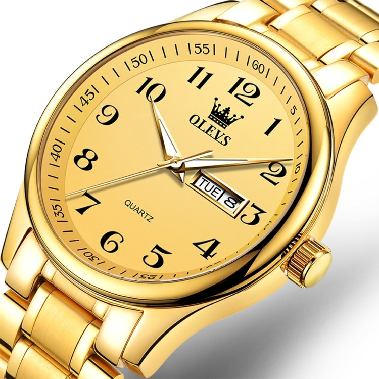 OLEVS 5567 Men Steel Strap Waterproof Quartz Watch(Gold) - Metal Strap Watches by OLEVS | Online Shopping UK | buy2fix