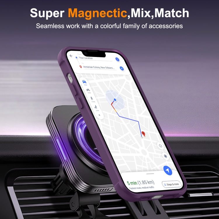 For iPhone 15 MagSafe Magnetic Rotating Holder Phone Case(Purple) - iPhone 15 Cases by buy2fix | Online Shopping UK | buy2fix