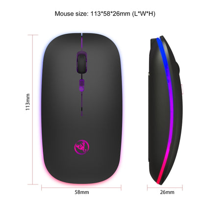 HXSJ T18 2.4GHZ 1600dpi Dual-mode Light-emitting Wireless Mouse USB + Bluetooth 5.1 Rechargeable - Wireless Mice by HXSJ | Online Shopping UK | buy2fix