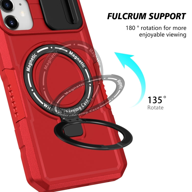 For iPhone 12 Sliding Camshield Magsafe Holder TPU Hybrid PC Phone Case(Red) - iPhone 12 / 12 Pro Cases by buy2fix | Online Shopping UK | buy2fix