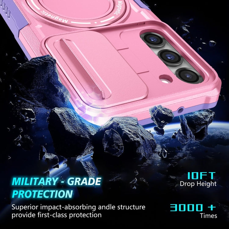 For Samsung Galaxy S23+ 5G Sliding Camshield Magsafe Holder TPU Hybrid PC Phone Case(Purple Pink) - Galaxy S23+ 5G Cases by buy2fix | Online Shopping UK | buy2fix