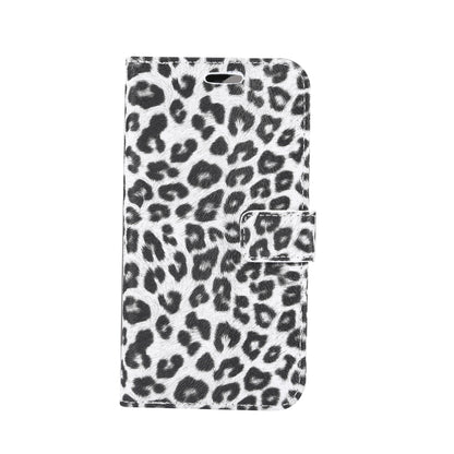 For iPhone 15 Leopard Pattern Horizontal Flip Leather Phone Case(White) - iPhone 15 Pro Max Cases by buy2fix | Online Shopping UK | buy2fix