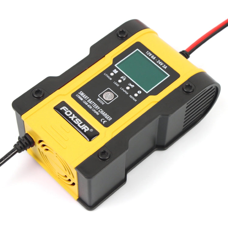 FOXSUR 12V-24V Car Motorcycle Repair Battery Charger AGM Charger Color:Yellow(EU Plug) - In Car by FOXSUR | Online Shopping UK | buy2fix